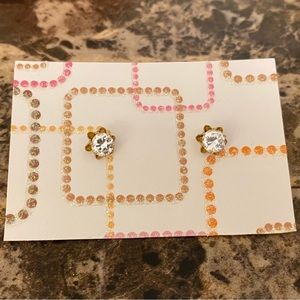 Vintage CZ Gold Tone Stud Earrings